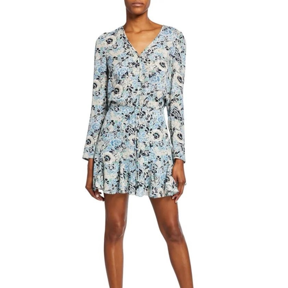 Veronica Beard Riggins Silk Floral Mini Dress Long Sleeve Size 4